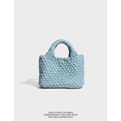 Pure Handgeweven Kleine Tas met Een Luxe Gevoel, Zomerse Kleine Emmer Dames Tas, Mini Groentemandje, Diagonale Span 17*15*11 blauw