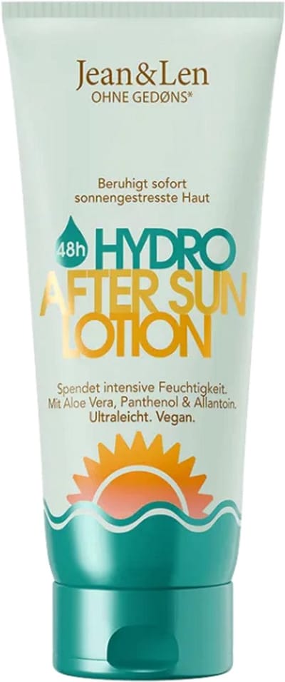 Jean & Len After Sun Lotion 200 ml - vegan, dierproefvrij, zonder parabenen, zonder sulfaten, voor gevoelige huid, met aloë vera, sheaboter
