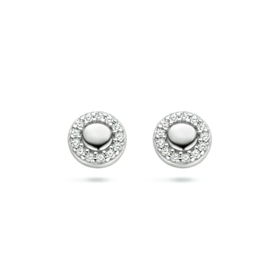 Zilver Gerhodineerd Oorknoppen Rondje Zirkonia 1334793