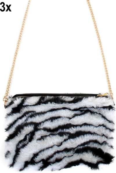 3x Tas Zebra pluche - thema feest festival party fun dieren