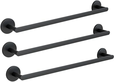 Auralum max 3PCS Handdoekrek Zwart - Handdoekrek badkamer - Wandmontage Handdoekhouder - Zonder Boren / Zelfklevend - Handdoekstang