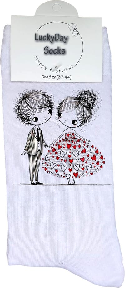 Valentijn cadeau - Valentijn sokken - Grappige sokken - Leuke sokken - Hem Haar sokken - Vrolijke sokken - Trouw Cadeau - Vaderdag - Moederdag - Verjaardag cadeau - Bruiloft - Kerst cadeau - Leuk Cadeau - Socks maken Happy - 37-44 - Hand in hand