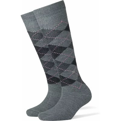 Burlington Whitby lang gedessineerd materiaal kniekousen dames grijs - maat 36-41