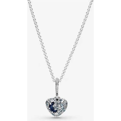 925 Sterling Zilveren Blauwe Maan en Ster Hart Ketting Dames Originele Ketting Sieraden white