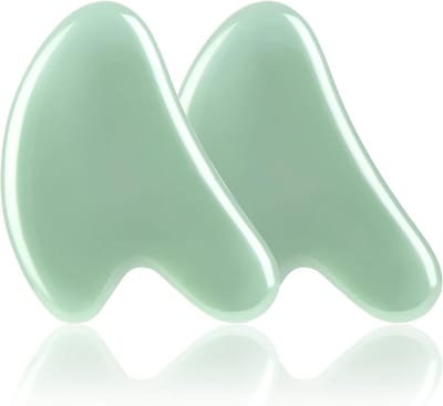 Gua Sha Gezichtsmassage Tool Set van 2, Jade Steen Massager voor Anti-Aging, Rimpelverzorging en Ontspanning van Gezicht, Ogen, Hals en Lichaam