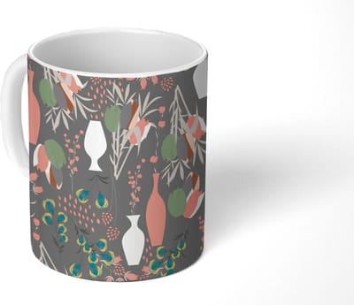 Mok - Koffiemok - Boeket - Bloemen - Patronen - Mokken - 350 ML - Beker - Koffiemokken - Theemok