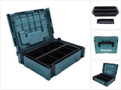 Makita Makpac 1 + Vario inzetstuk met 2 vakken ( P-83680 ) voor handgereedschap