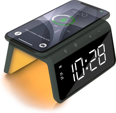Caliber Wekker - Draadloze Oplader - Wake-up Light - Digitale wekker - Wekkers digitaal - Digitale klok - Groen (HCG019QI-MG)