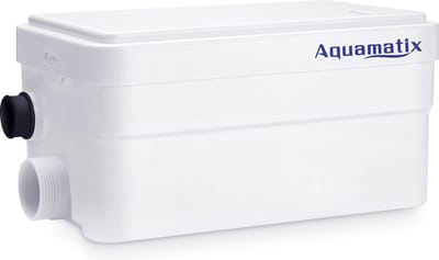 Aquamatix Duscha 2 Broyeur 250W Douchepomp hefinstallatie, compacte afvoerpomp, afvalwaterpomp, 10m, verticale pompafstand 135L/min voor douches en wastafels, 2 inlaten voor wastafels en douches
