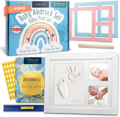 Elzusha - Baby Gipsafdruk Set met Fotolijst - Hand- en Voetafdruk Kit Hout