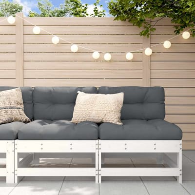 vidaXL - Middenbanken - met - kussens - 2 - st - massief - grenenhout - wit