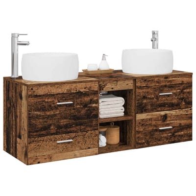 vidaXL - Badkamermeubel - Set - 3 - st - Oud - hout - 49,5 - x - 44,5 - x - 66 - cm