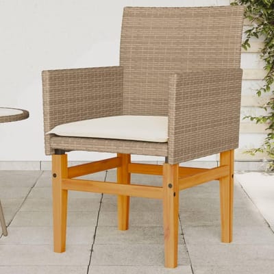 Tuinstoelen met Kussens - Buitenstoelen Zetel - Genieten van de natuur - Duurzaam PE rotan - Met kussen - Beige