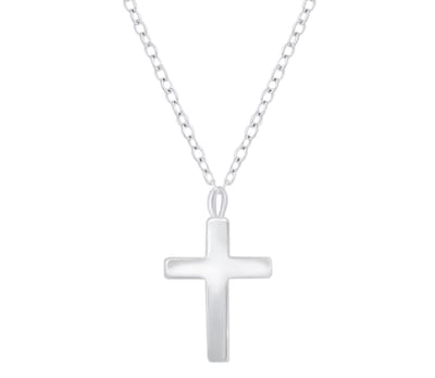 Joy|S - Zilveren petit kruisje hanger 6 x 8 mm met ketting (45 cm) voor kinderen - sterling zilver 925