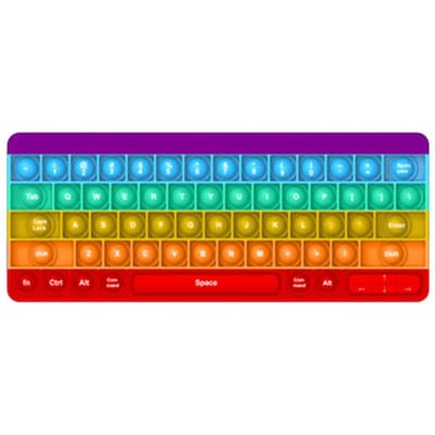 Clavier à bulles à presser Jouet Fidget Arc-en-ciel Sensoriel Anti-stress Jouets à presser Soulagement de l'anxiété Décompression Cadeau pour Enfants Adultes blue