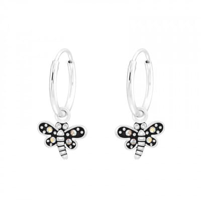 Zilveren oorbellen - libelle hanger - voor meisjes - 925 zilver