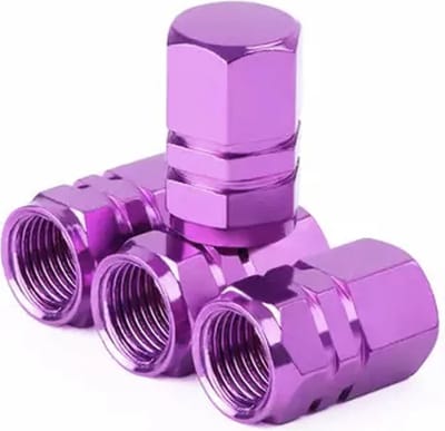 TT-products ventieldopppen hexagon purple aluminium 4 stuks paars