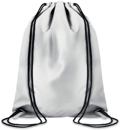 Tas met trekkoord - Rugzak Schoudertas - Sport en outdoor - Reflecterend materiaal - 30 x 40 cm - Zilver