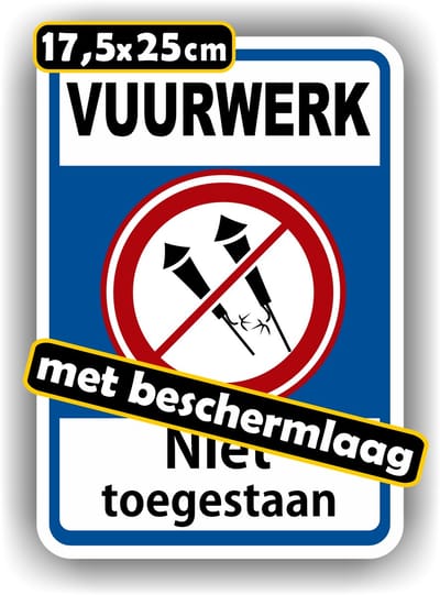 Jerma - Vuurwerk niet toegestaan - Sticker - 17.5 x 25 cm - Weerbestendig - Zelfklevend - Vinyl