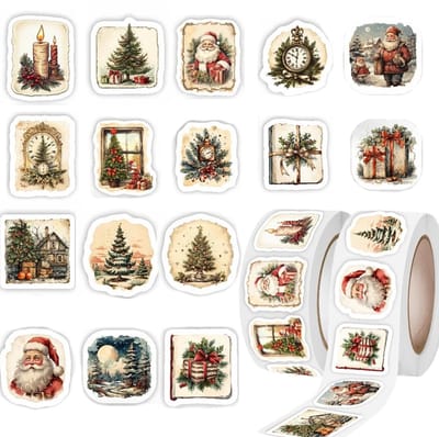 NTHProducts - Kerststickers - Zelfklevende kerstlabels - 500 stuks - Wit - Cadeau stickers - Perfect voor versieringen en knutselen - Voor kerstkaarten...