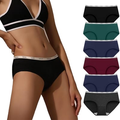 Comfortabele Dames Ondergoed Set van 6 Stuks, Lage Taille Katoenen Slipjes, Ademend en Rekbaar