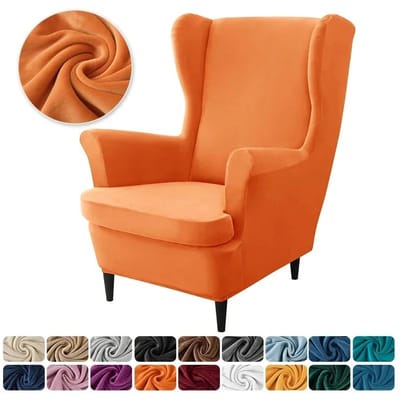 1PC Stretch Wing Chair Hoezen Elastisch Anti-vuil Velvet Wingback Leunstoelhoes Enkele Relax Bankhoezen met Zitkussenhoes