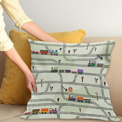 ABAKUHAUS – Trein-kussenhoes – Dubbelzijdig bedrukt, 50x50 cm