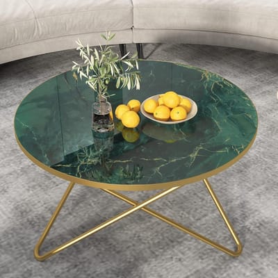 Ronde Salontafel met Marmerpatroon - Modern en Stijlvol voor Woonkamer en Tuin