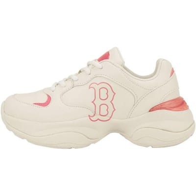 MLB Big Ball Chunky Cookie Cuir Synthétique Rétro Antidérapant Résistant à l'Usure Augmentation de la Hauteur Basse Baskets Papa Unisexes Rose 32SHCC111-43P 37.5 white