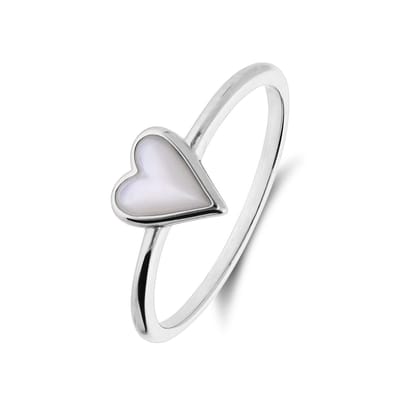 Lucardi Dames Ring met hart voor dames - Ring - 925 Zilver - Zilverkleurig - 16 / 50 mm