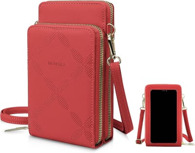 MUIIKOLA Shoulder Bag for Touchscreen Phone, Multifunctional Shoulder Bag Made of Transparent Faux Leather with 8 Credit Card Slots and 1 ID Window