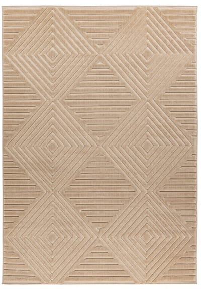 Japandi binnen- en buitenkleed Viva – beige met diamantvormig motief
