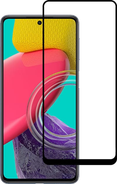 Smartphonica Screenprotector Geschikt voor Samsung Galaxy M53 - Full Cover Tempered Glass with Round Edge - Gehard glas met Afgeronde Hoeken geschikt voor Samsung Galaxy M53 5G