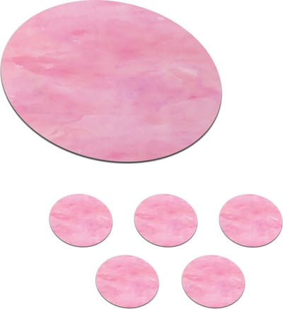 Onderzetters voor glazen - Rond - Waterverf - Patronen - Roze - Verf - 10x10 cm - Glasonderzetters - 6 stuks