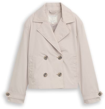 Tom Tailor - Trenchcoat met waterafstotende functie - Maat 128 - cloud grey