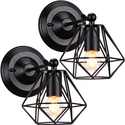 2 Stuks Wandlamp Industrieel Verstelbaar Woonkamer Wandlampen Vintage E27 voor Slaapkamer Gang Zwart