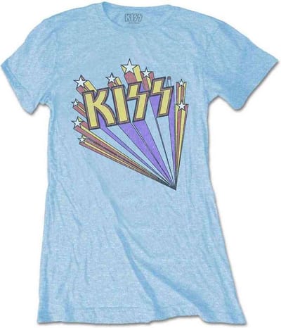 Kiss - Stars Dames T-shirt - S - Blauw