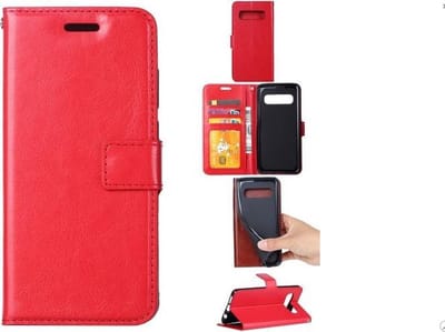 LuxeBass Hoesje geschikt voor Samsung Galaxy S10+ Portemonnee hoesje Rood