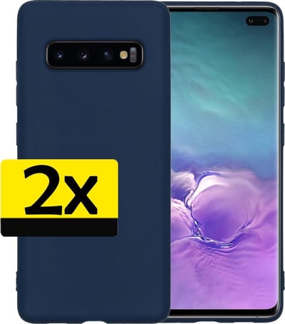 Hoesje - 2 Stuks - Geschikt voor Samsung Galaxy S10 - Sterk & Shockproof - Case Siliconen - Back Cover - Telefoon Hoes - Telefoonhoesjes - Donkerblauw
