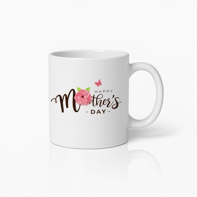 Witte Fijne Moederdag Bloemen Mok 330 ml – Elegante Roos Koffiemok – Perfect Cadeau voor Mama