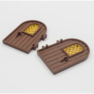20 stuks MOC 64390 Deur 1x4x6 Ronde Bovenkant met Raampaneel & Sleutelgat Enlighten Bouwstenen Bakstenen Speelgoed Compatibel Constructie brown