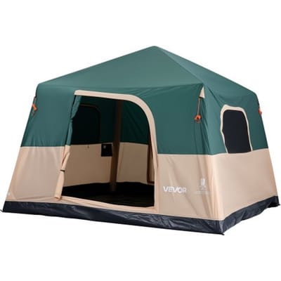 VEVOR Campingtent voor 6 Personen, Opblaasbare Familietent met Oplaadbare Pomp, Tpu-Luchtslang en 4 Gaasramen, Cabinetent met Draagtas voor Gezinskamperen en Wandelen, Groen