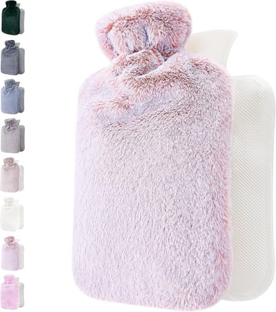 Famanu - Warmwaterkruik 1.8L met pluche hoes – pijnverlichting voor rug en nek – roze