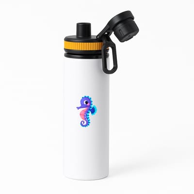 Hacebo® - Zeepaardje waterfles met draaidop oranje - Vis - Dieren liefhebbers - Dierentuin - cadeau - water fles - 850ML