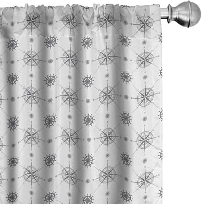 ABAKUHAUS Kompas Gordijnen – 2x75x225 cm – Microvezel – Zwart-Wit