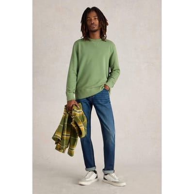 White Stuff Crew Neck Sweat Mid Green Size: XS | Sweaters Outlet | Heren | Groen