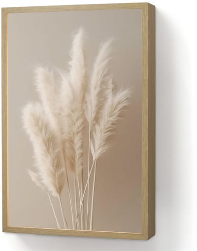 Wandlamp 40x60 cm - Oplaadbaar - Pampasgras - Pluimen - Pastel - Wit - Wandlampen binnen woonkamer - Slaapkamer lamp - Decoratieve nachtlamp - Vloerlamp draadloos