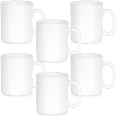 Mokken Glas Wit 300 ml 6 stuks - Set - Bekers - Koffiebekers - Kopjes - Koffiemok