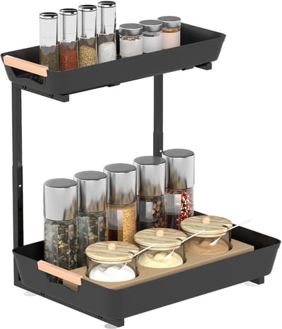 HOMCOM Keukenopbergrek Metaal, Kunststof 40L x 30B x 42H cm Zwart