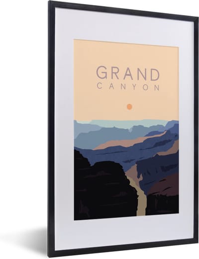 Fotolijst incl. Poster - Arizona - Grand Canyon - Amerika - USA - Illustratie - 40x60 cm - Posterlijst